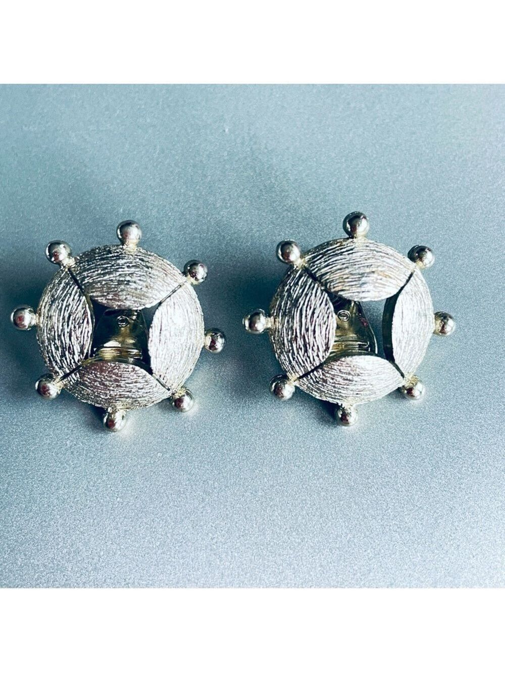 MONET Vintage Modern Round Brushed Silver Tone Clip On Earrings